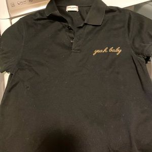 yves saint laurent paris yeah baby polo shirt blac